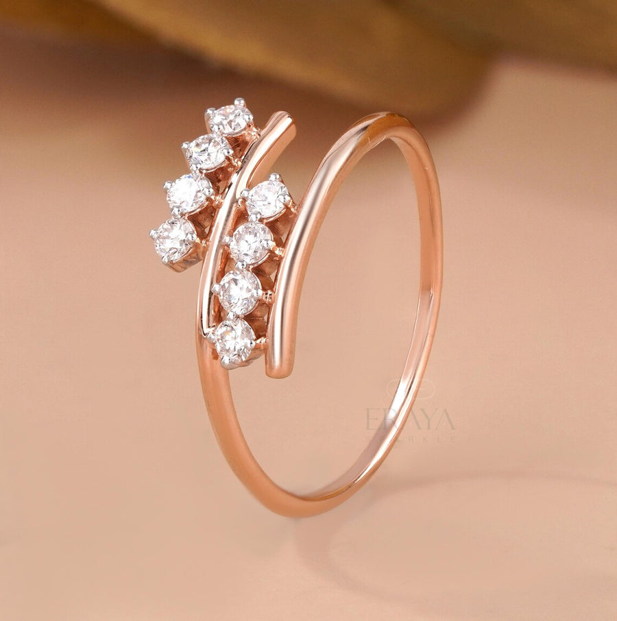 Bypass Diamond Ring – Minimalist Wrap Design