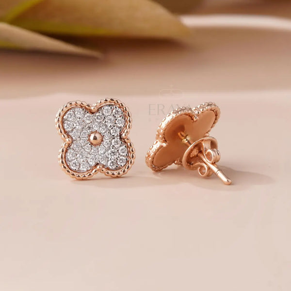 Four Leaf Clover Earrings | Lab Diamond Studs