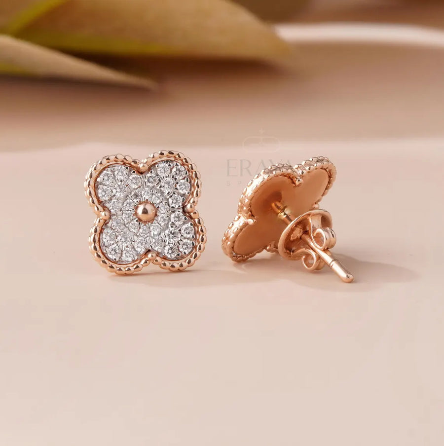 Four Leaf Clover Earrings | Lab Diamond Studs