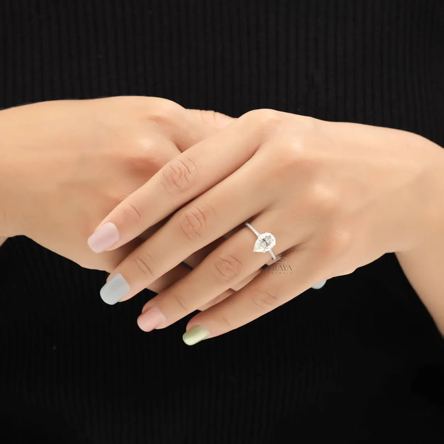 Pear Cut Engagement Ring with Lab Grown Diamond