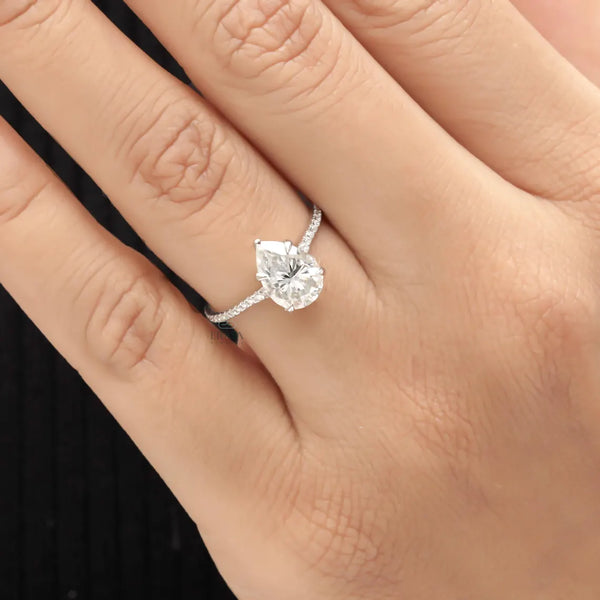 Pear Cut Engagement Ring with Lab Grown Diamond