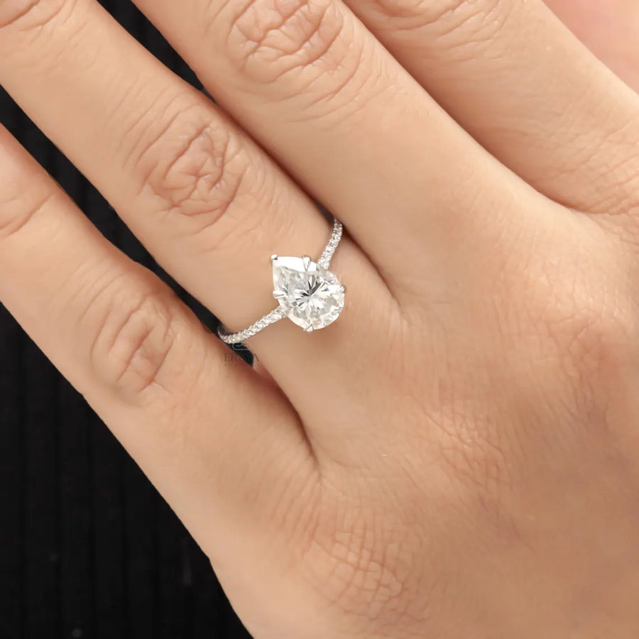 Pear Cut Engagement Ring with Lab Grown Diamond