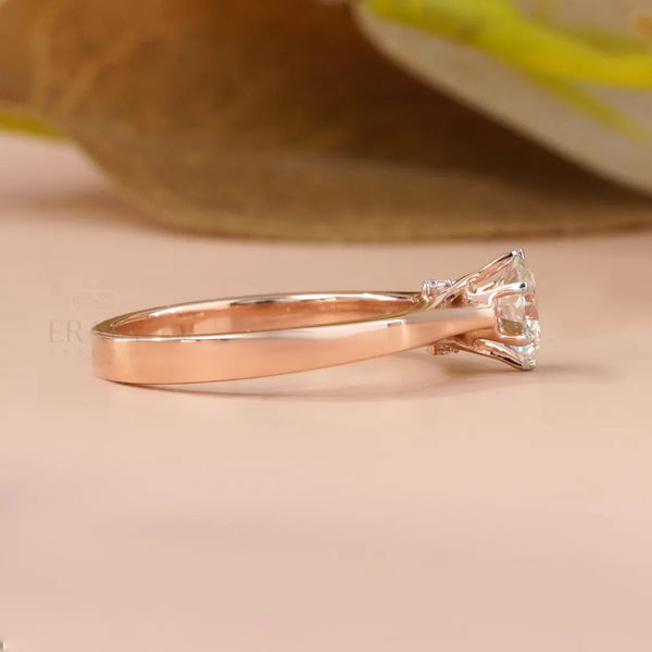 Lab Grown Diamond Solitaire Ring with Hidden Halo