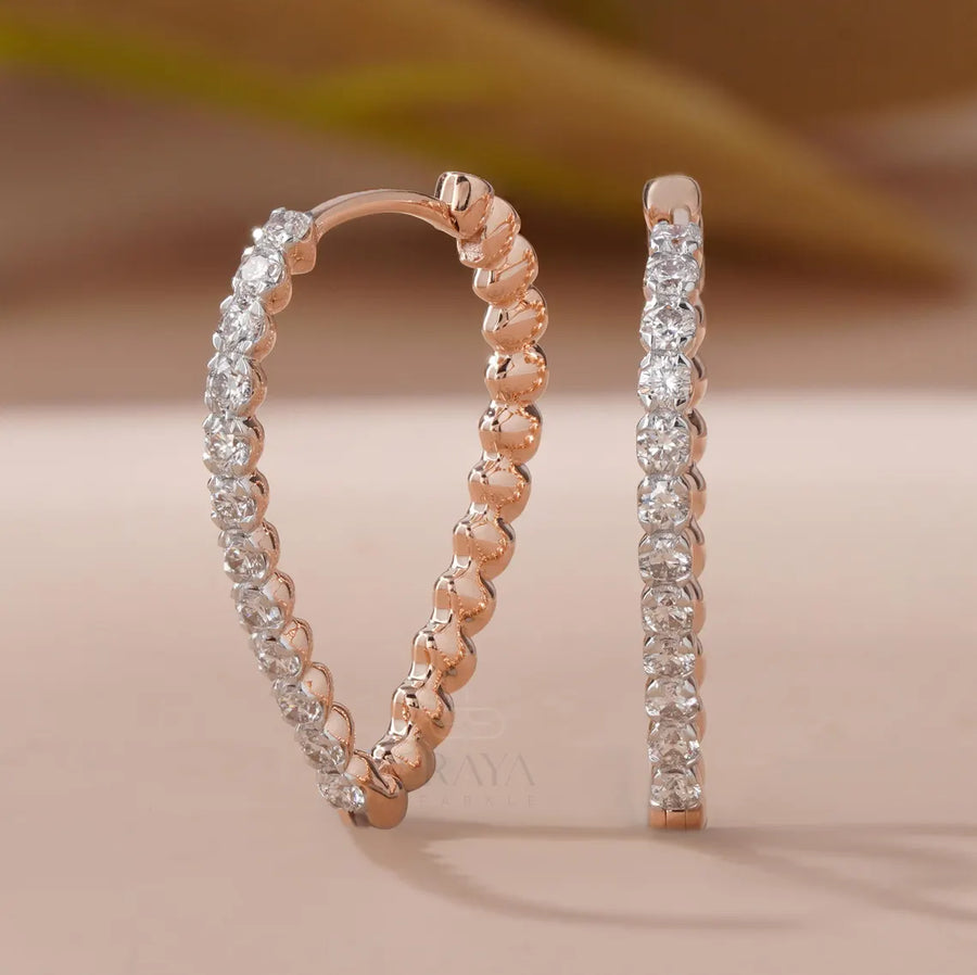 Scalloped Lab-Grown Diamond Hoop Earrings