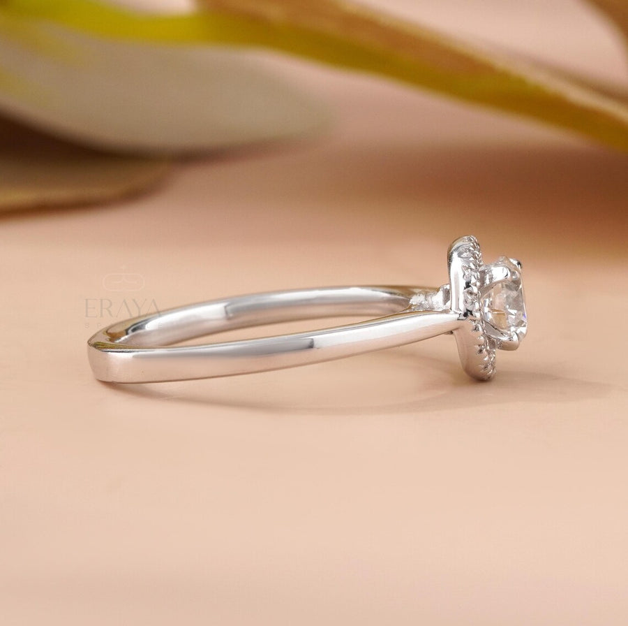 Solitaire Diamond Engagement Ring Halo Design