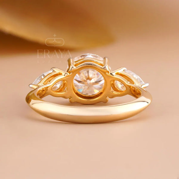 Trilogy Engagement Ring with Round & Pear Diamond