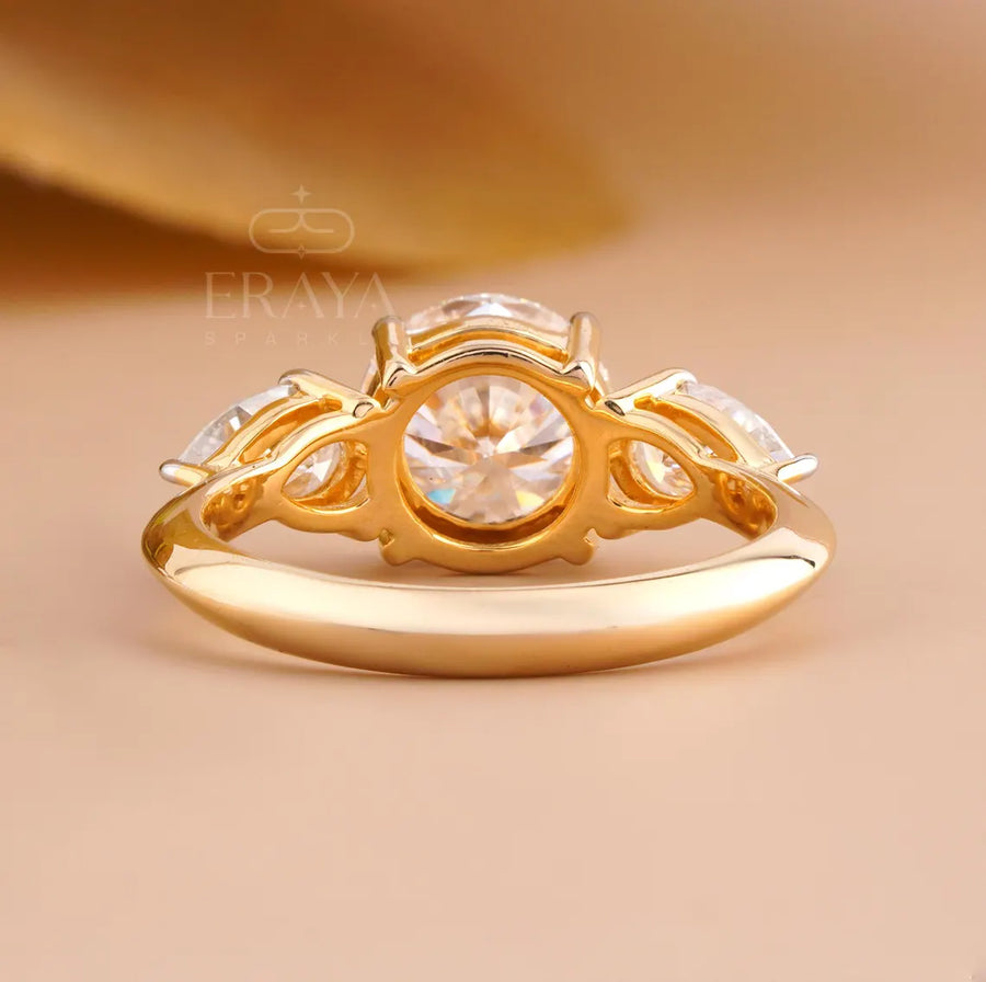 Trilogy Engagement Ring with Round & Pear Diamond