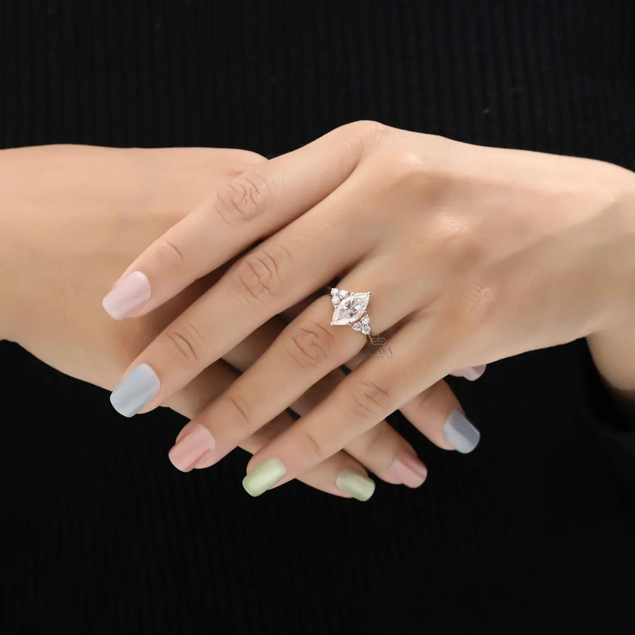 Solitaire Marquise Diamond Ring in Gold