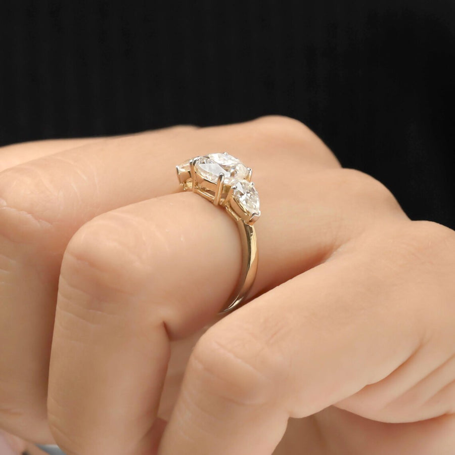 Cushion Cut Three Stone – Lab Diamond Ring