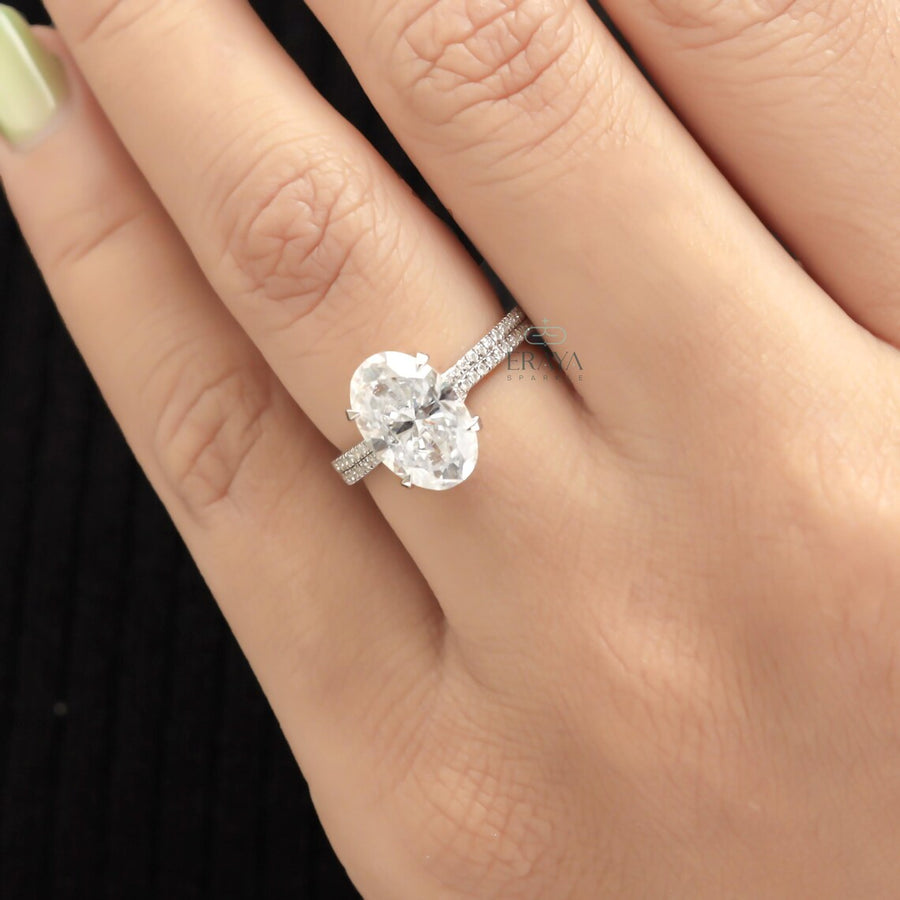 Oval Engagement Ring – Cathedral Diamond