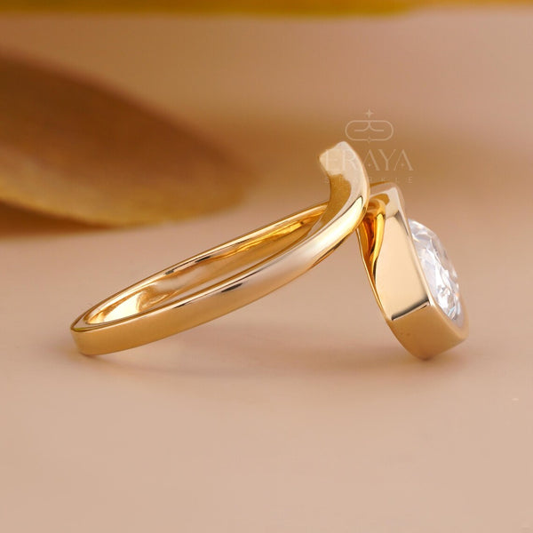 Pear Shaped Ring in 14K Gold Bypass Design