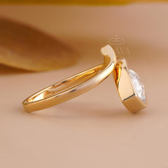Pear Shaped Ring in 14K Gold Bypass Design