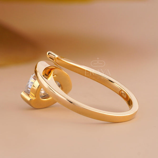 Pear Shaped Ring in 14K Gold Bypass Design