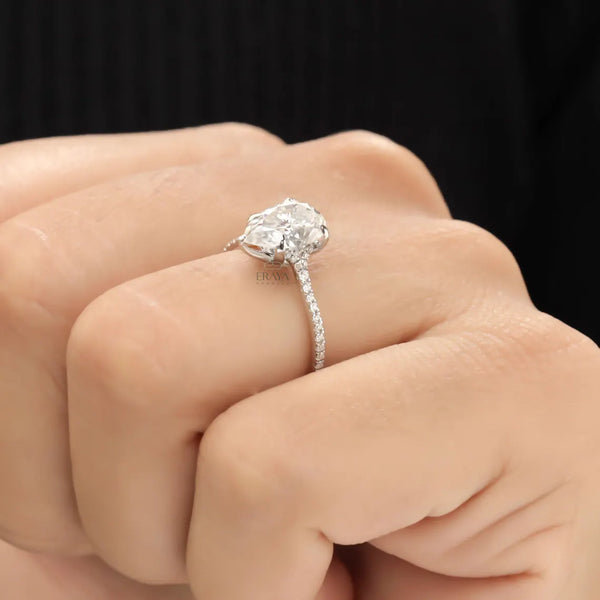 Pear Cut Engagement Ring with Lab Grown Diamond