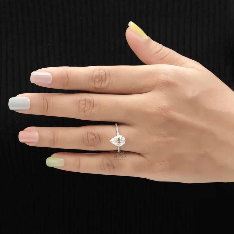 Pear Cut Engagement Ring with Lab Grown Diamond
