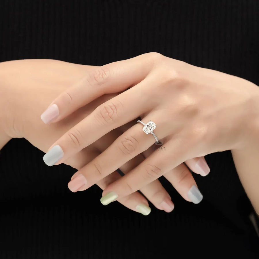 Cushion Cut Diamond Ring with Split Shank