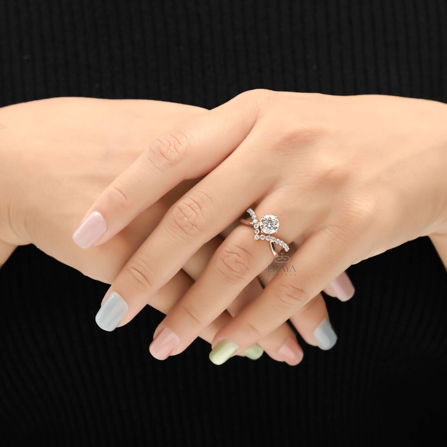 Diamond Engagement Ring with Twisted Pave