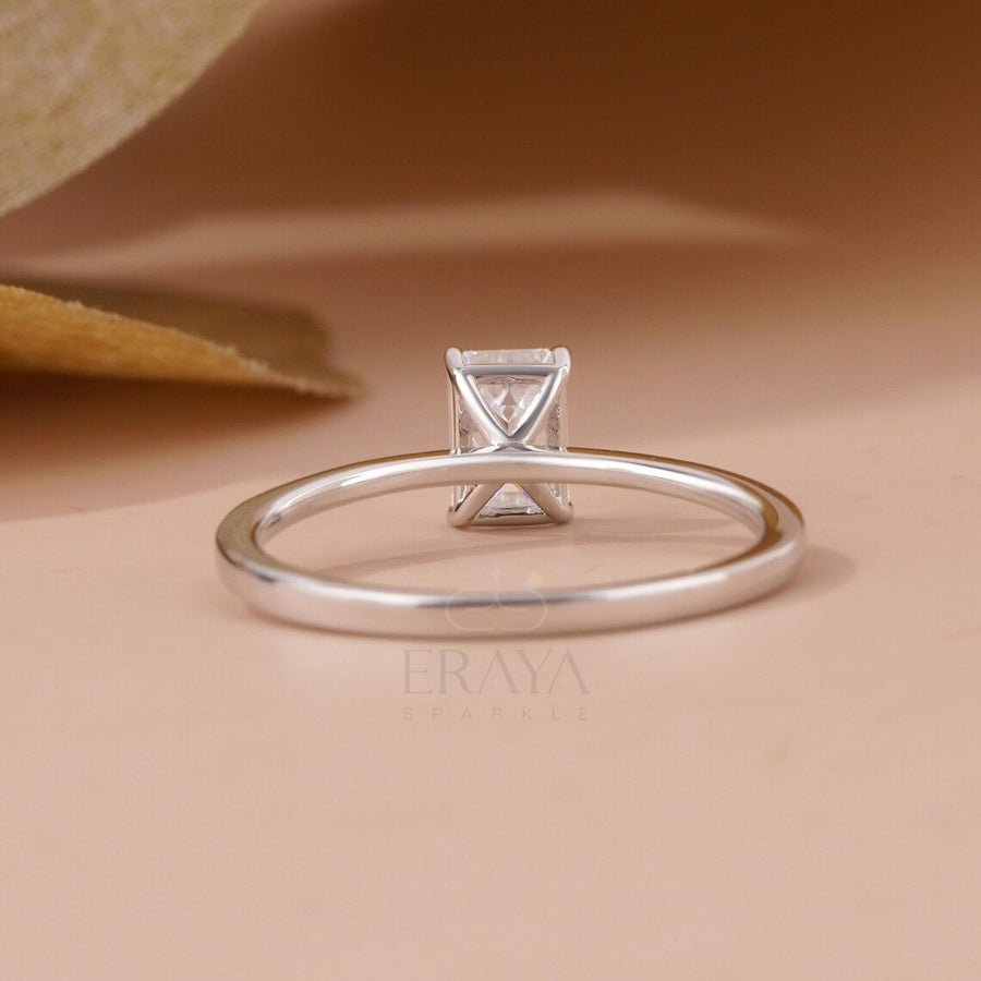 Emerald Diamond Ring in Classic Prong Setting