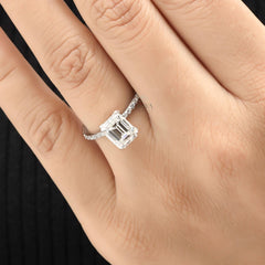 Emerald Diamond Ring Hidden Halo Pavé