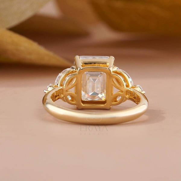 Emerald Cut Ring Diamond with Side Stones