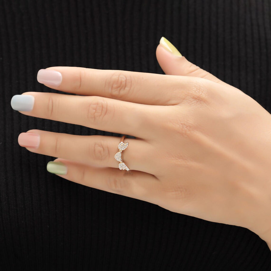 Lab Diamond Engagement Ring with Angel Wings