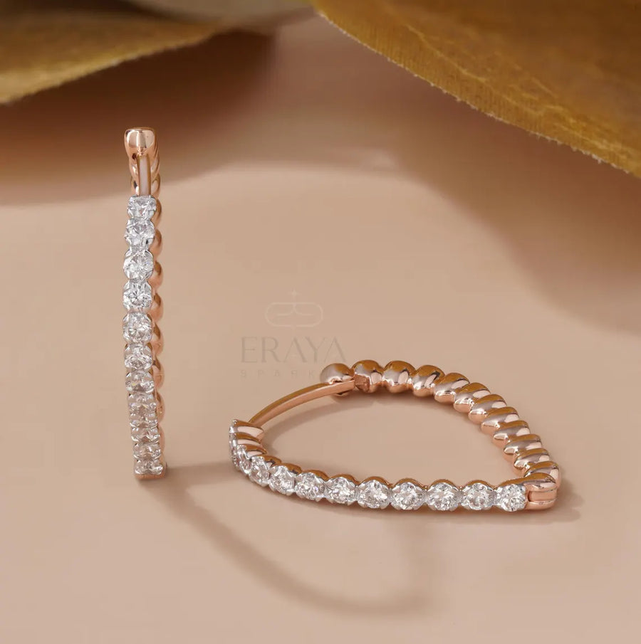 Scalloped Lab-Grown Diamond Hoop Earrings
