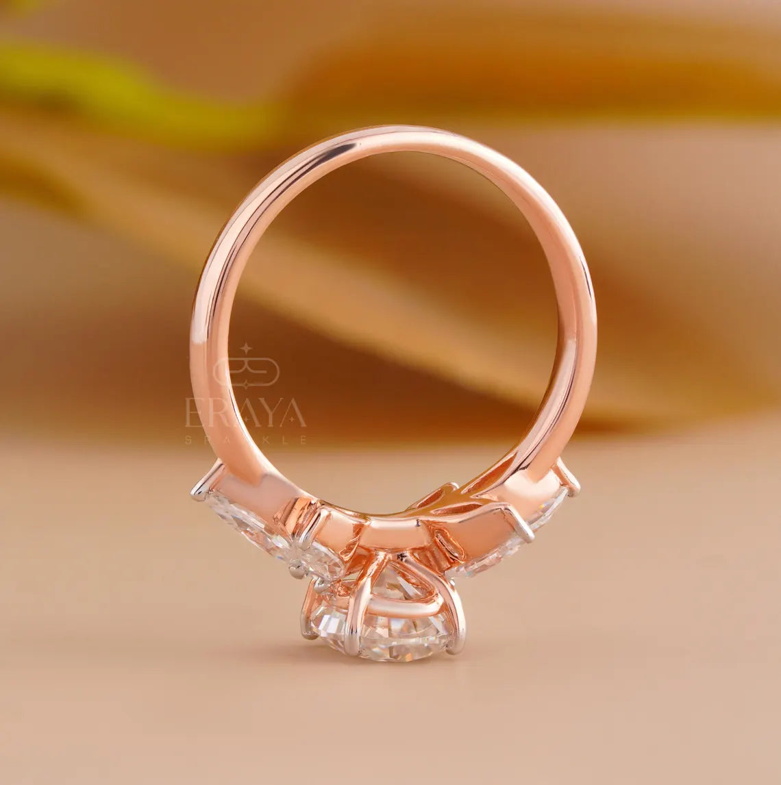 Floral Diamond Engagement Ring with Marquise Accents
