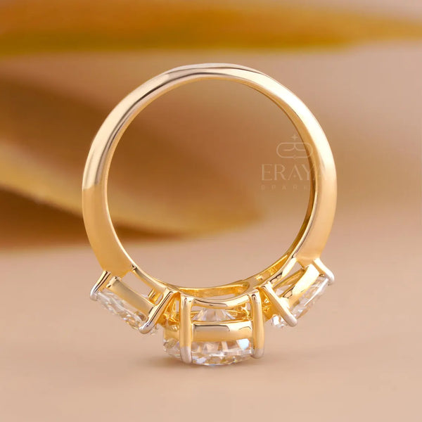 Trilogy Engagement Ring with Round & Pear Diamond