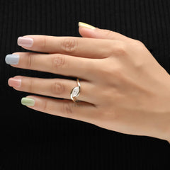 Bypass Gold Marquise Diamond Ring Modern