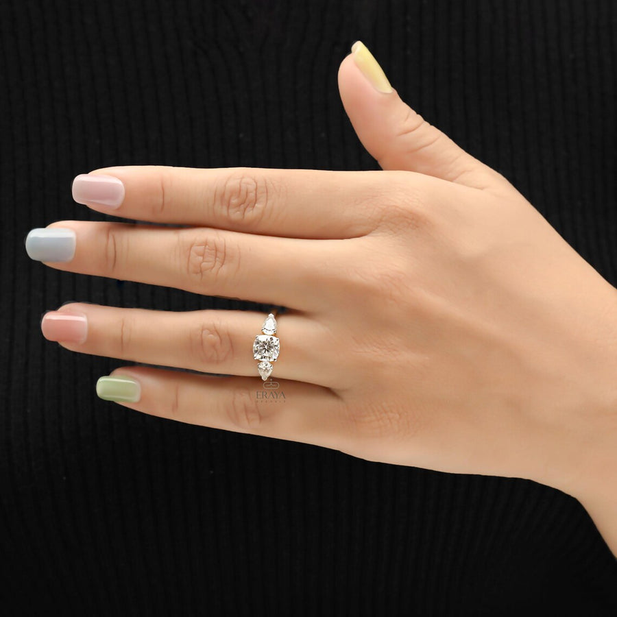 Cushion Cut Three Stone – Lab Diamond Ring