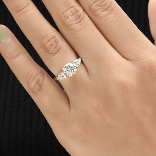 Cushion Cut Three Stone – Lab Diamond Ring