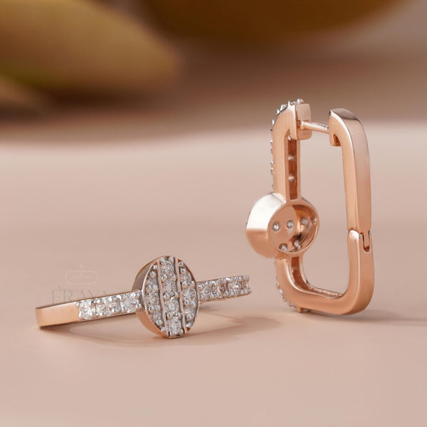 Gold Diamond Hoop Earrings | Round Disc Luxury