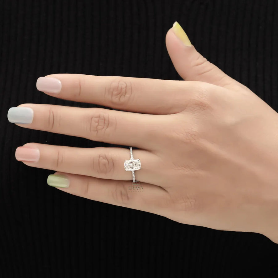 Cushion Cut Diamond Ring with Split Shank