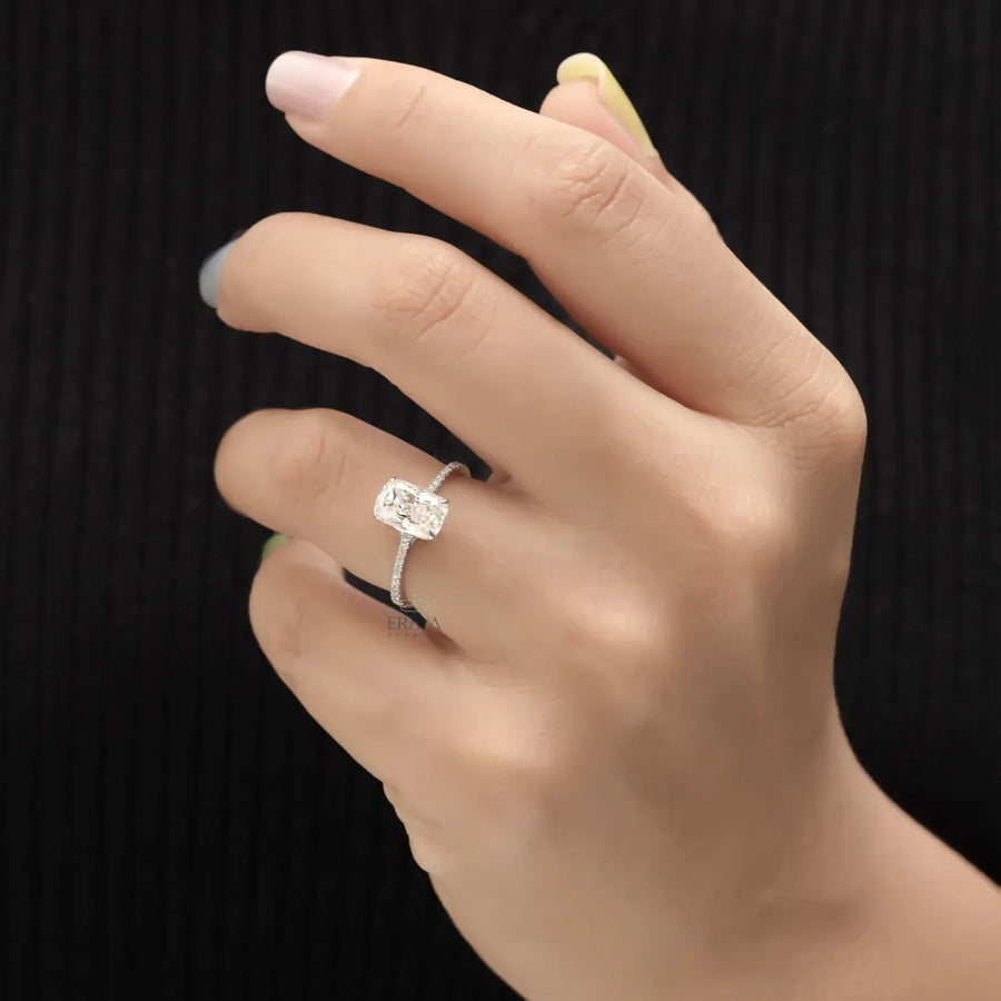 Cushion Cut Diamond Ring with Split Shank