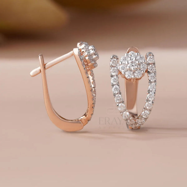 Diamond Flower Earrings | Lab Grown Gold Hoops