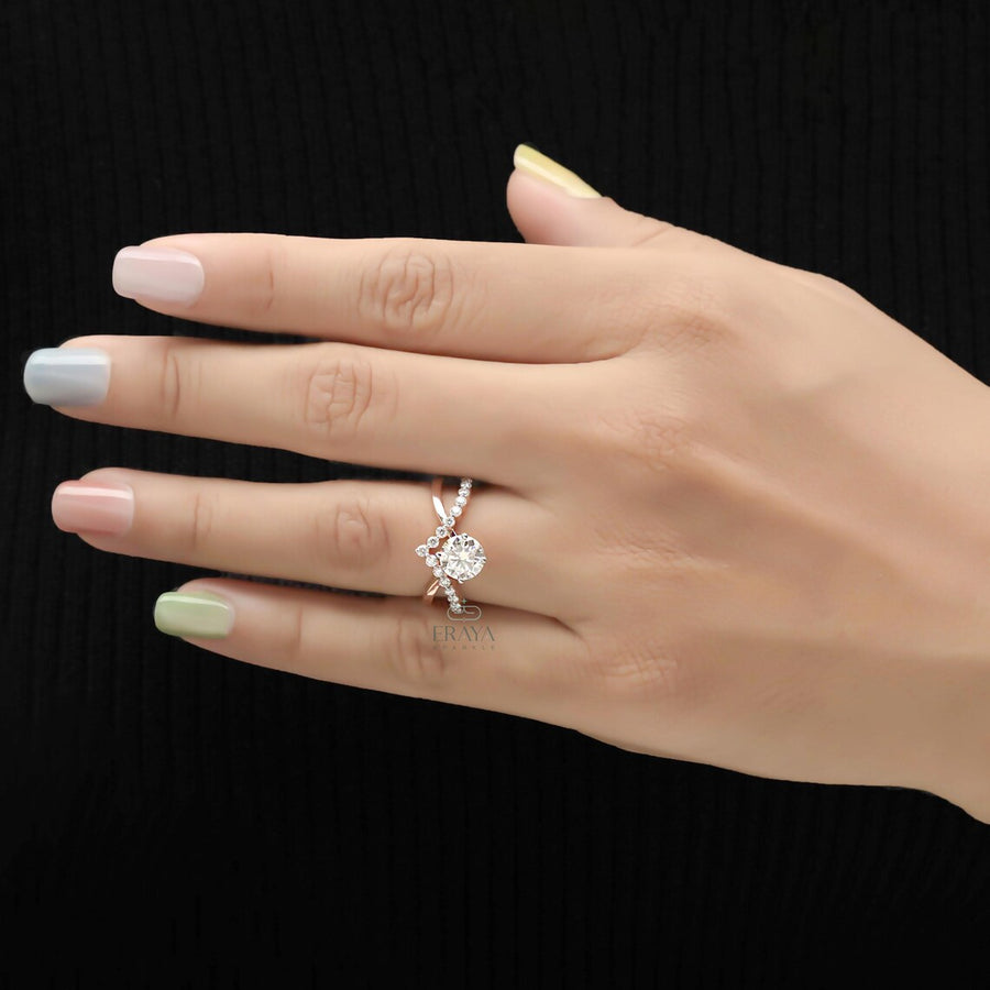 Diamond Engagement Ring with Twisted Pave