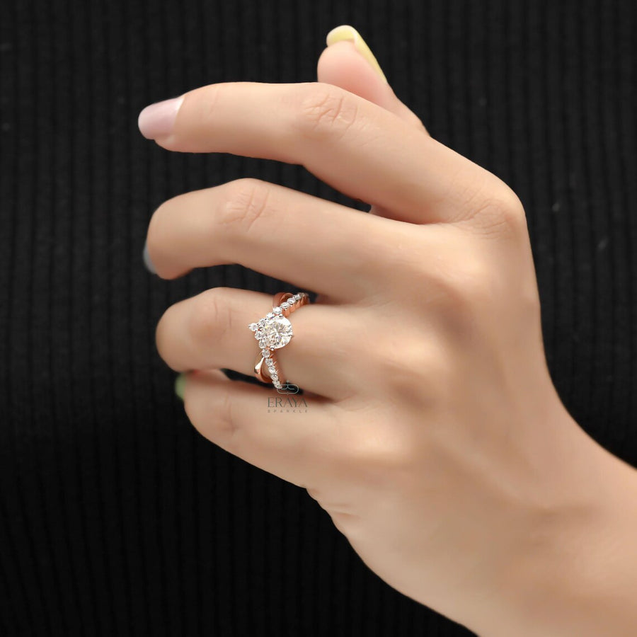 Diamond Engagement Ring with Twisted Pave