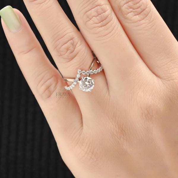 Diamond Engagement Ring with Twisted Pave