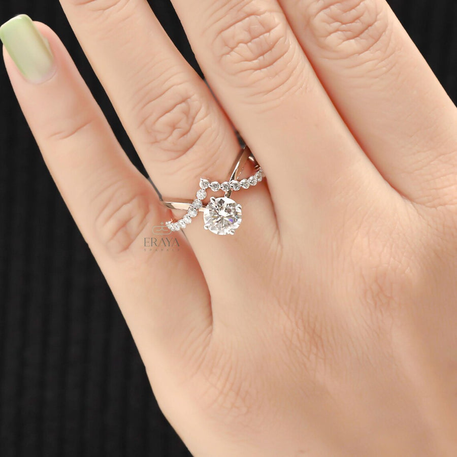 Diamond Engagement Ring with Twisted Pave