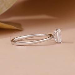 Emerald Diamond Ring in Classic Prong Setting