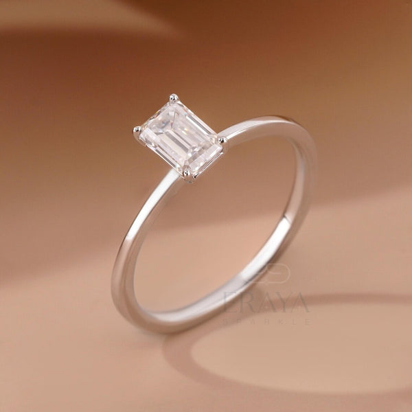 Emerald Diamond Ring in Classic Prong Setting