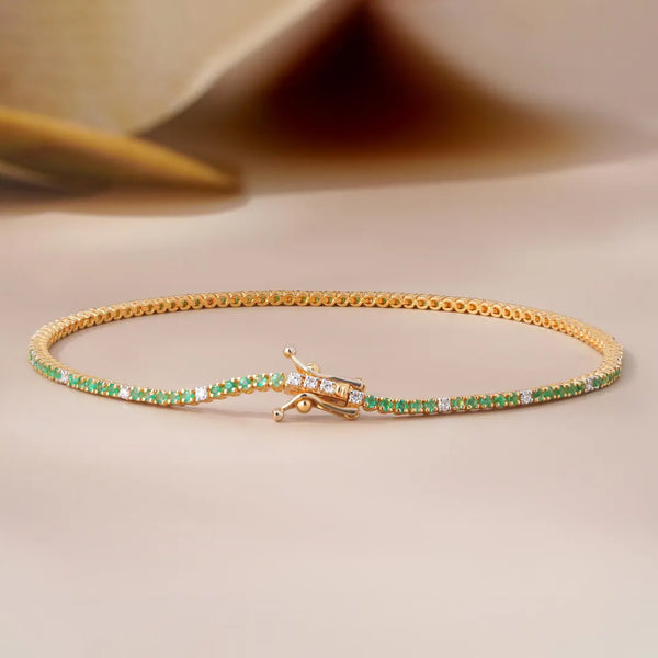 Green Peridot Bracelet with Lab Diamond
