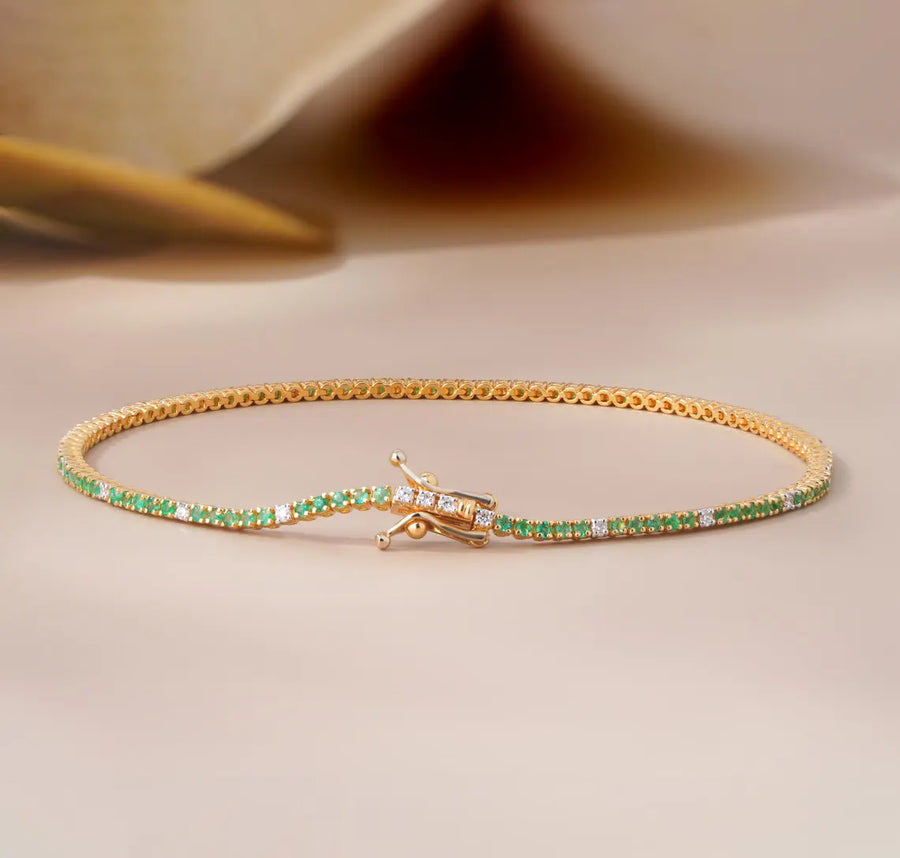 Green Peridot Bracelet with Lab Diamond