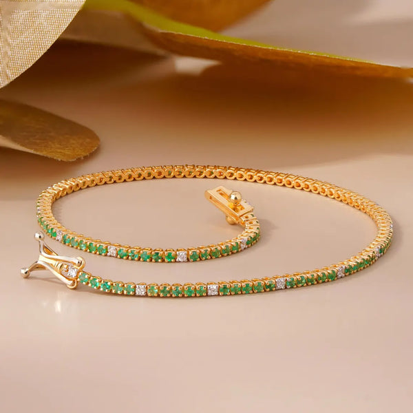 Green Peridot Bracelet with Lab Diamond