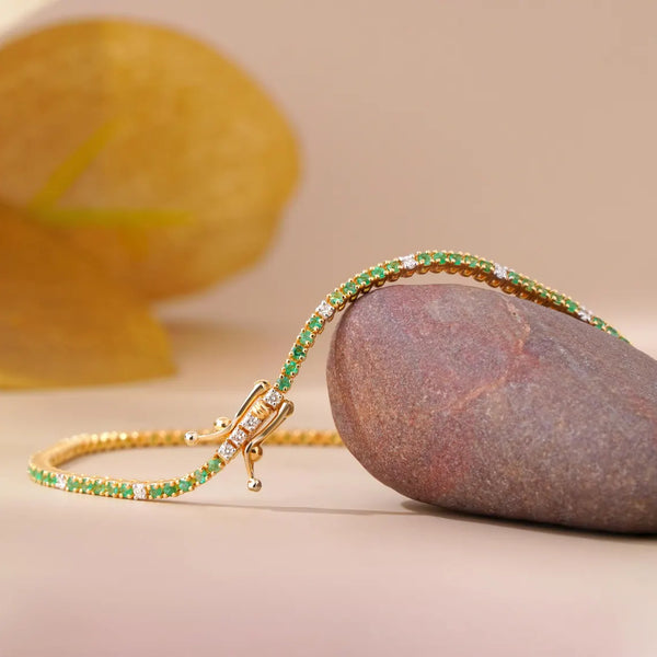Green Peridot Bracelet with Lab Diamond