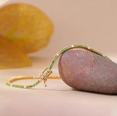 Green Peridot Bracelet with Lab Diamond