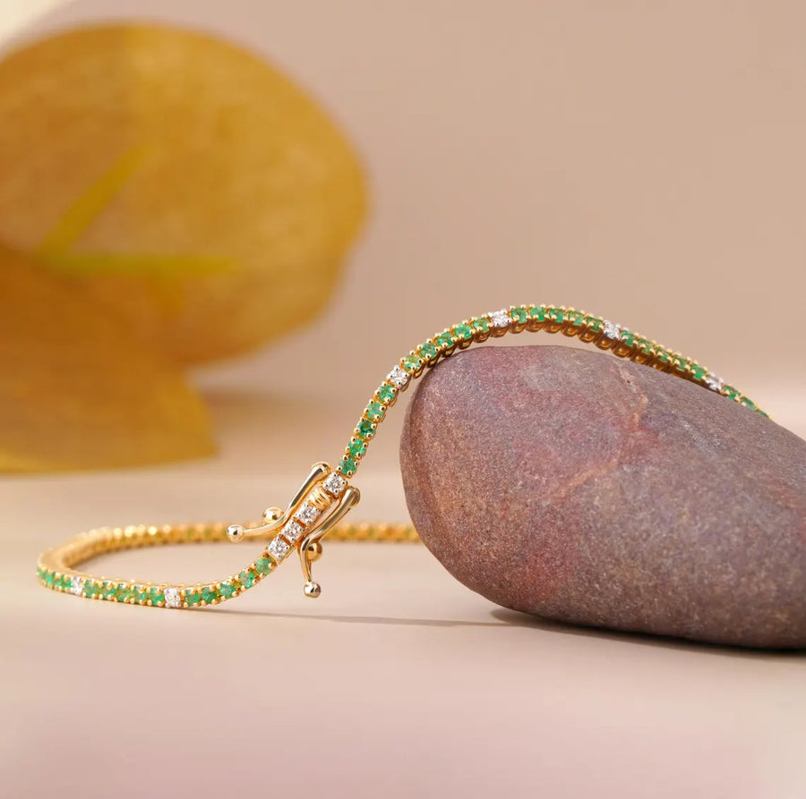 Green Peridot Bracelet with Lab Diamond