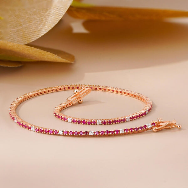 Sapphire Diamond Bracelet in 14K Rose Gold