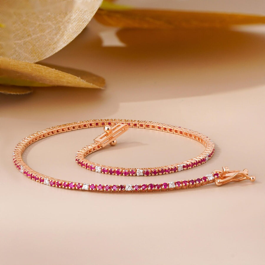 Sapphire Diamond Bracelet in 14K Rose Gold