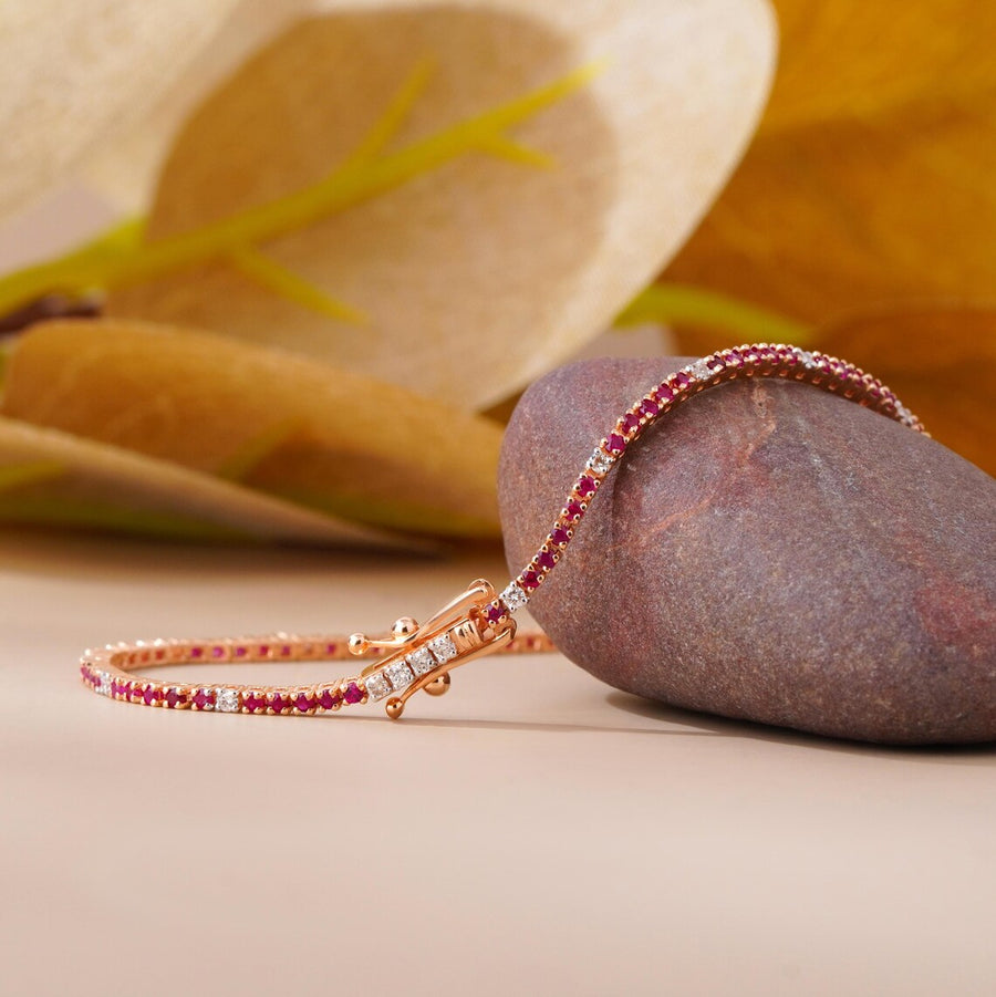 Sapphire Diamond Bracelet in 14K Rose Gold